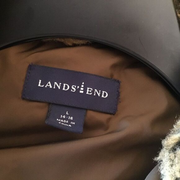 NWOT. Land’s End Brand Chocolate Brown Unquilted Puffer Jacket Size L Goosedown - Picture 6 of 8